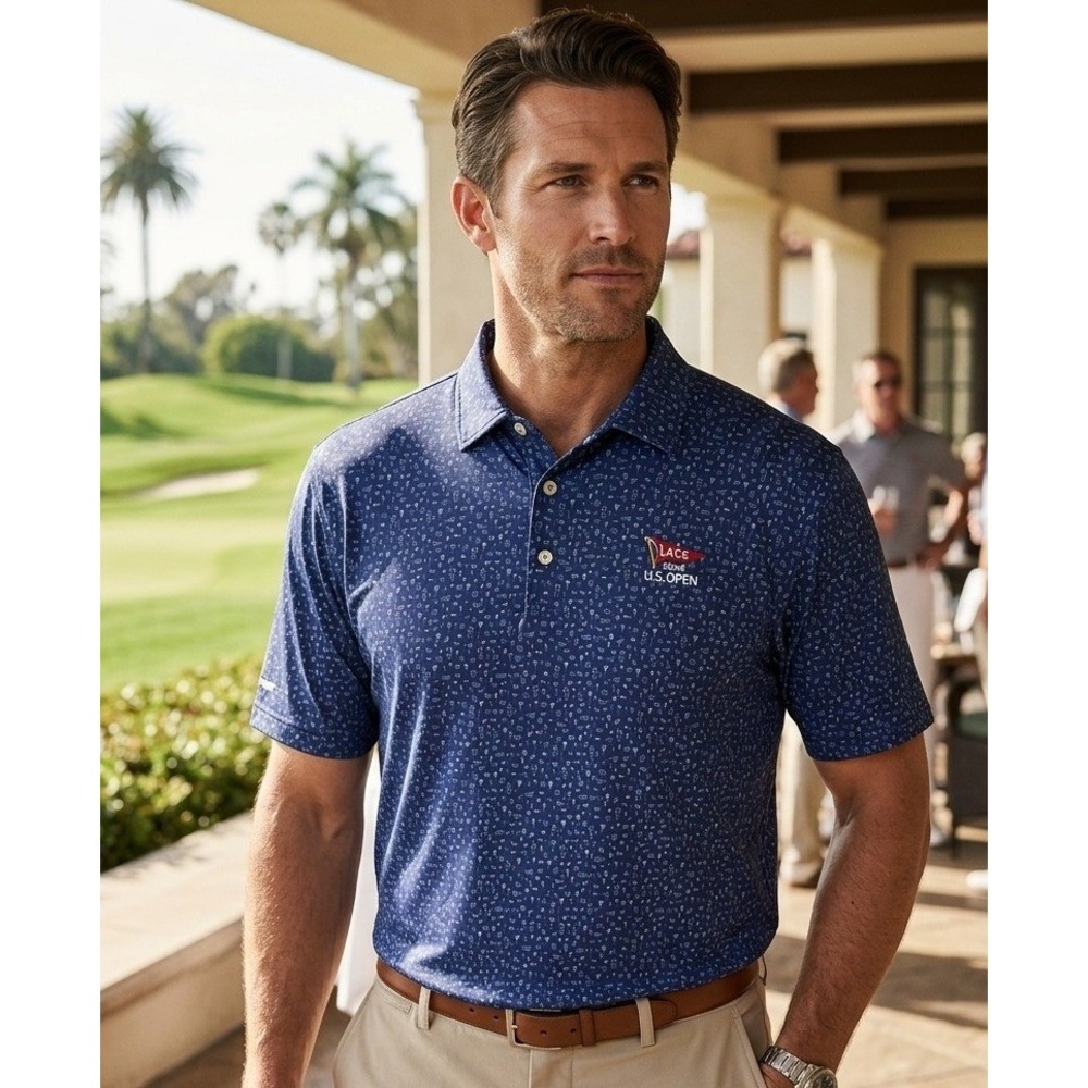Peter Millar Polo Mens XXL Blue LACC 123rd U.S. Open Summer Comfort Golf Shirt